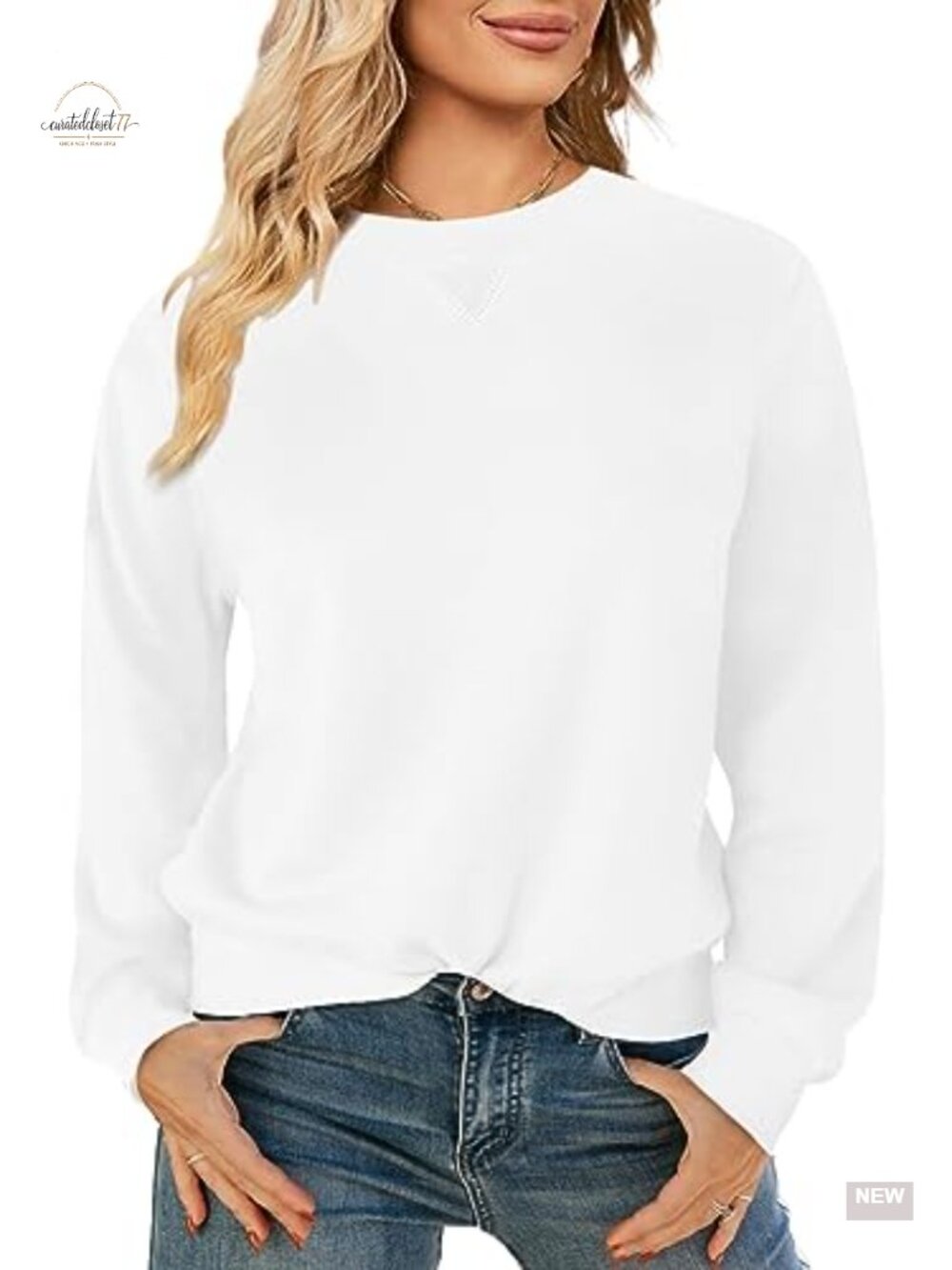 Women's Cotton Crew Neck Long Sleeve Sweatshirt Casual Pullover Top